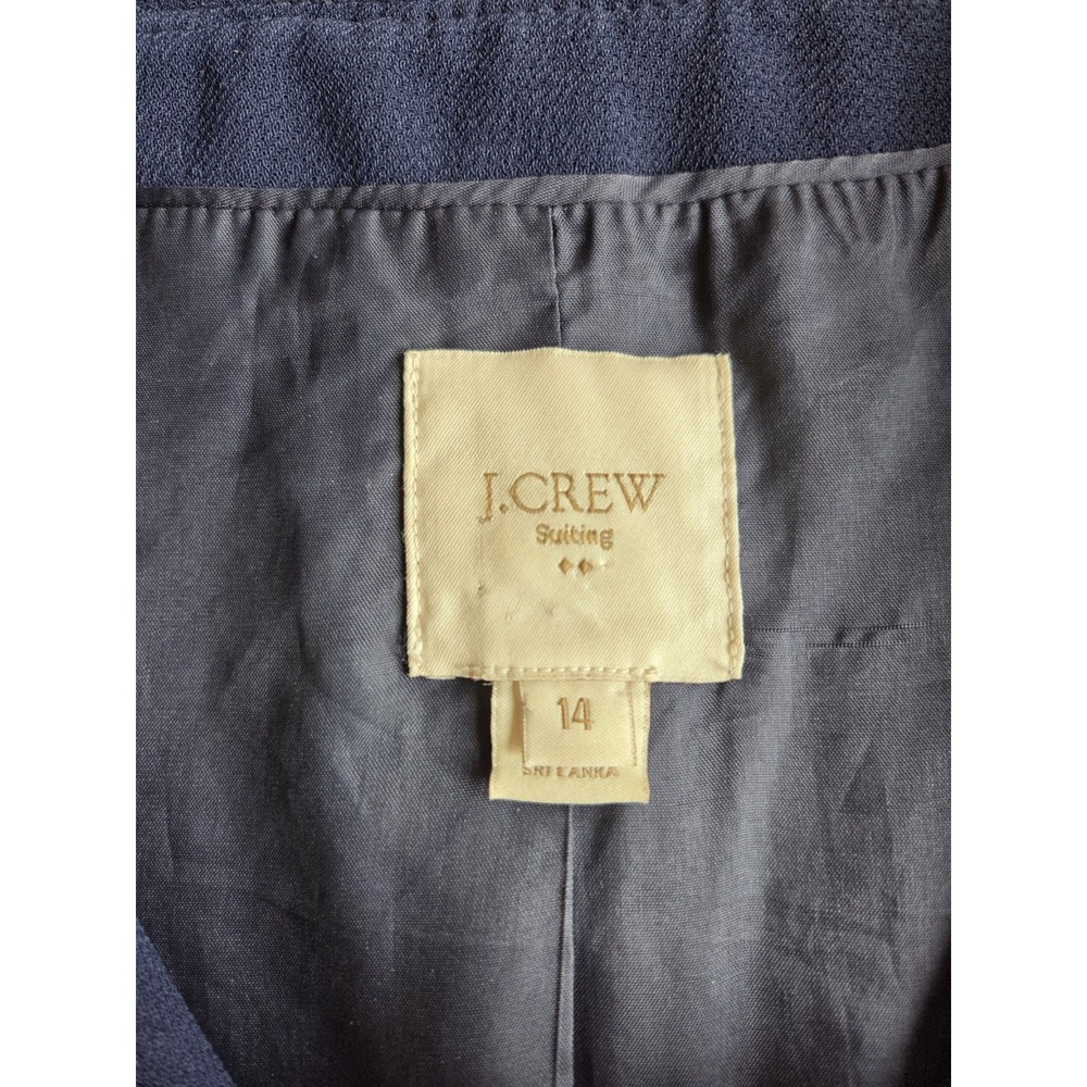 J Crew Womens 14‎ Navy Suiting Blazer Lined Round Neck Pockets Zipper Front - Picture 2 of 5